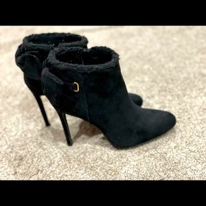 Black Faux Suede Bootie High Heel